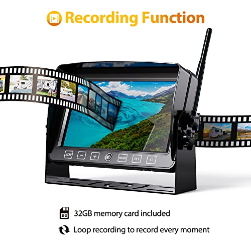 Xroose Cw703 7" Wireless Backup Camera Kit, Stable Signal Fits Large Vehicle, 1080P Monitor W/Loop Recording&Split Screen, Ir Night Vision Waterproof Cameras For Rear Side View #TOP4