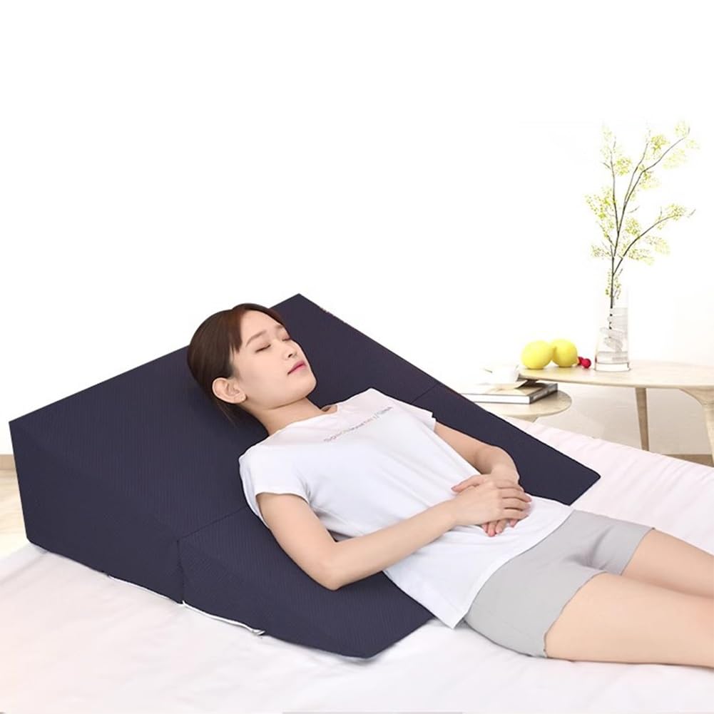 cuña antireflujo adulto Almohada de cuña para dormir/reflujo ácido/post cirugía de hombro, Espuma de memoria Almohada de cuña de cama para ancianos/adultos, plegable Almohada triangular elevada ( Colo
