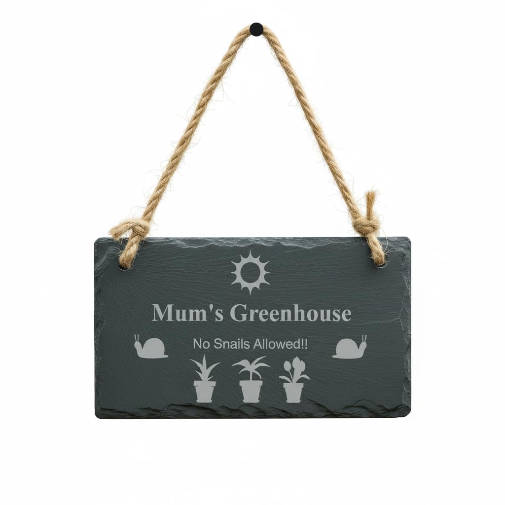 Ukgiftstoreonline Mum's Greenhouse Slate Garden Plaque - No Snails