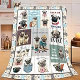 Pug Throw Blanket Pug Puppy Stuff Gifts for Dog Lover Kids Girls Boys Adults Women Men Soft Cozy Warm Plush Fluffy Fuzzy Fleece Blanket Decor 40''X50''