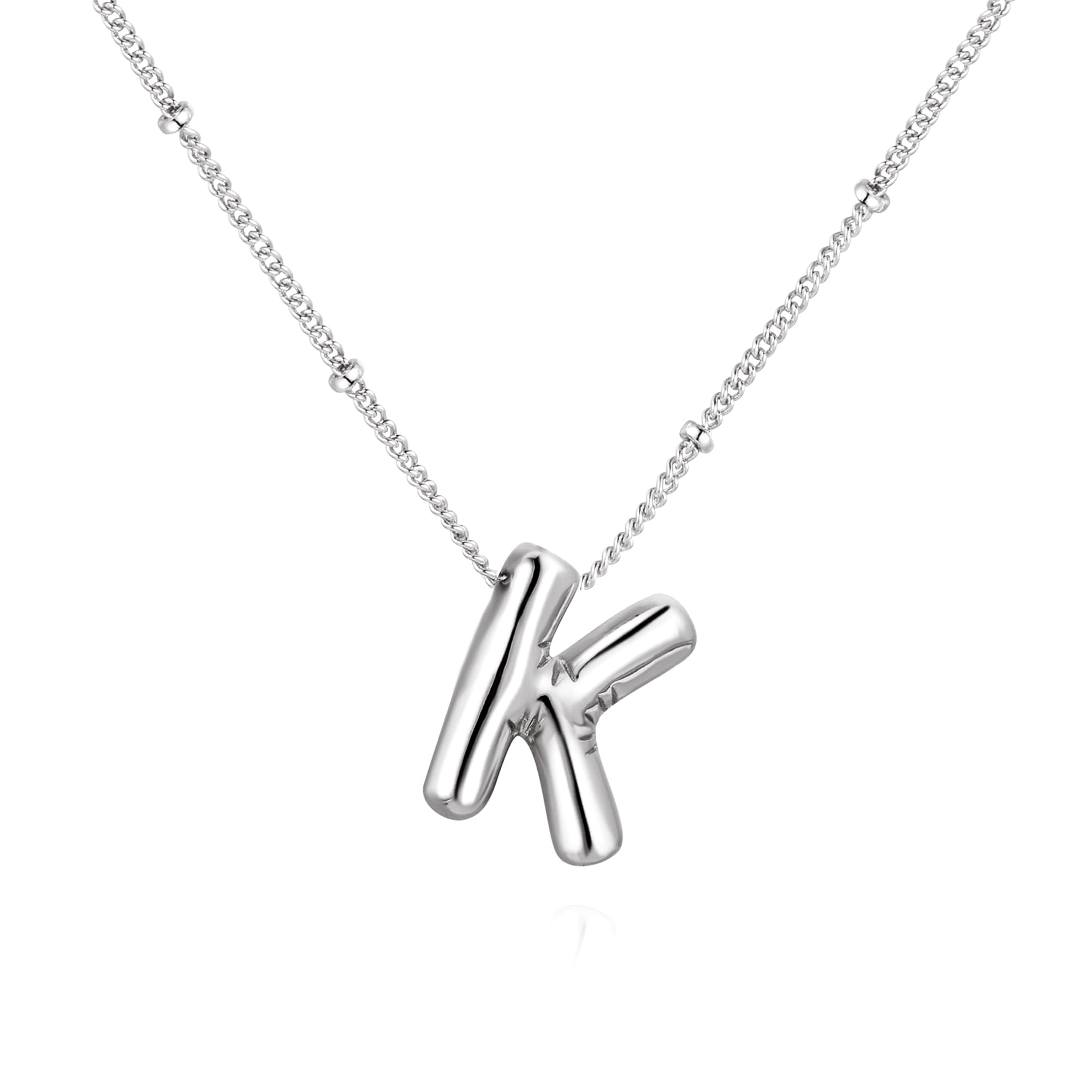 Qyalie Chunky Bubble Initial Letter Necklace for Women Balloon Statement Dainty Alphabet Pendant 14K Gold Plated Puffy Name Personalized Jewelry