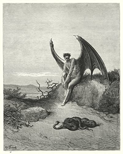 Gravure Gustave Doré Paradis Perdu impression d'art vintage haut de gamme 60x90