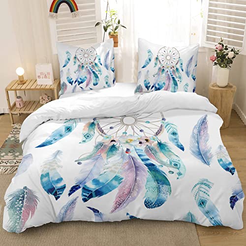 MUSOLEI Parure de Lit 200x200cm Adult Capteur de Rêves 3D Motif Imprimé Housse de Couette 2 Personnes avec 2xTaies d'oreiller 65x65cm