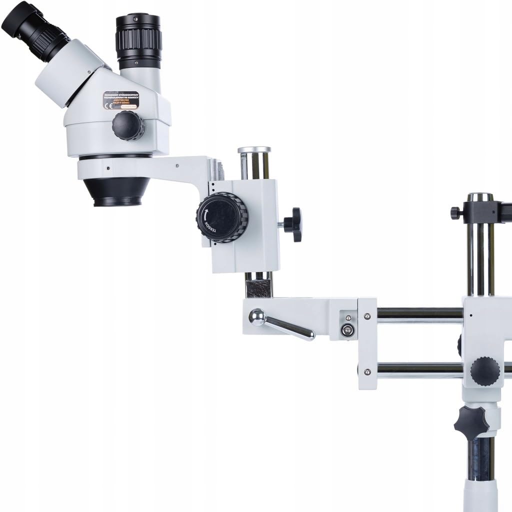 Microscopio estereoscópico Jupiter Pro MSJP-T-SDMS1 Set – Cabeza trinocular 7x-45x, rotación de 360°, larga distancia de trabajo | Cámara microscópica Acuario PRO HDMI USB-C de 8,29 MP | 144 LED