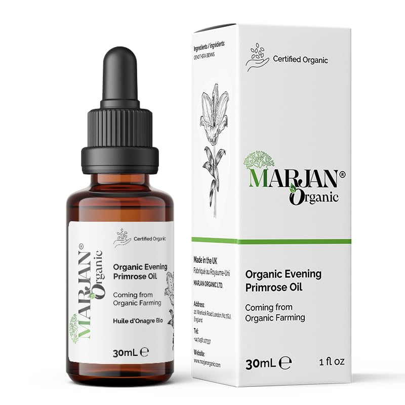 Evening Primrose Oil 30ml - 100% Organic cold pressed - 100% Pure Virgin Unrefined & chemical-free - Perfect Oil Control Face Moisturizer - For Dry hair Brittle hair Mature skin Sensitive skin