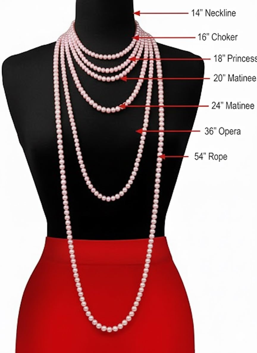 Natural Cultured Freshwater Real Pearl Strand Necklace in Sterling Silver, White or Pink 5.5-9.5mm AAA Quality Round Pearls,16 to 36 Inches Length, Fishhook Clasp, Jewelry for Women, Gift Box Included