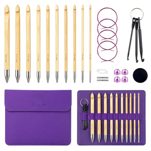 Image of Yarniss Tunisian Bamboo Crochet Hook Set with Swivel Cable 3.5mm-10.0mm