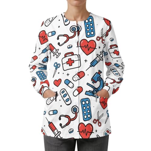Yorontervo Hospital Theme Medical Scrub Coat Easy Care Nurse Workwear