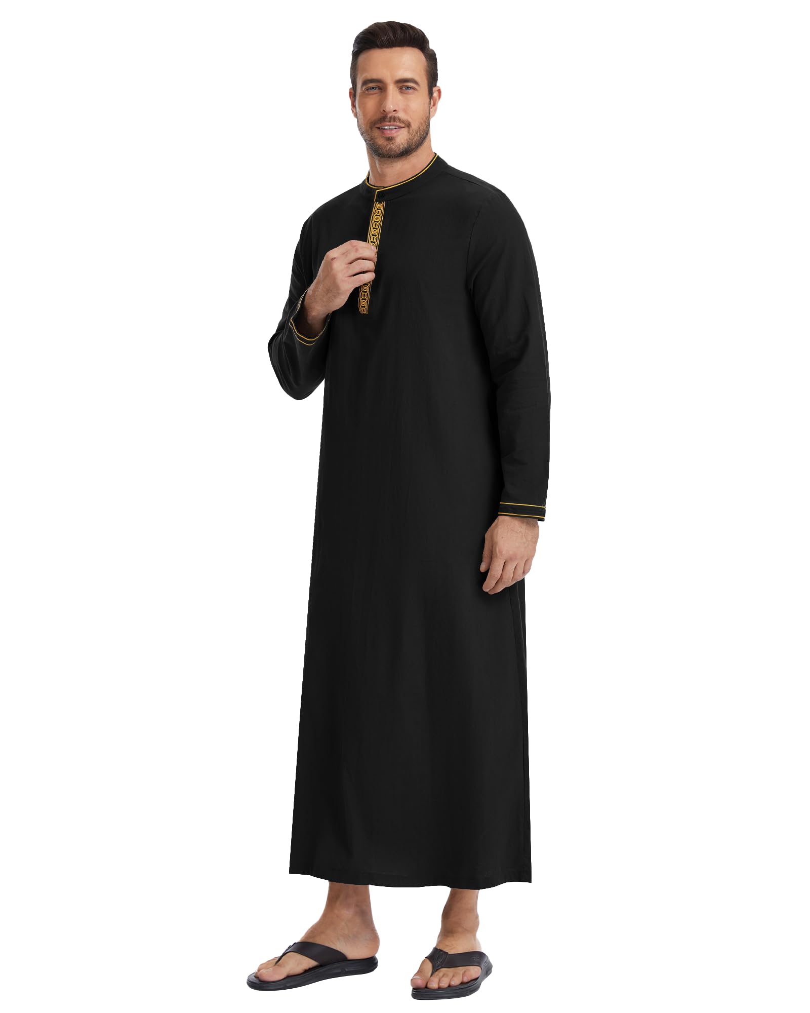YAOHUOLE Islamische Kleidung Herren Nachthemd Lang Gebetskleidung Männer Islam