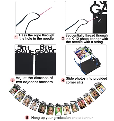 Image of Graduation Party Decorations 2026 2027 Graduation Photo Banner for Class of 2026 Party Photo Display K-12 Picture Banner 6x8 inch for High School Party Supplies SG063BK-XL