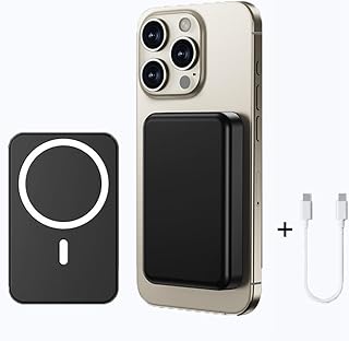 Batterie Externe Magnétique Power Bank sans Fil 5000mAh, PD 20W Charge Rapide Power Bank avec USB-C Entrée Chargeur Portable Compatibile Con 16/15/14/13/12/Pro/Pro/Max