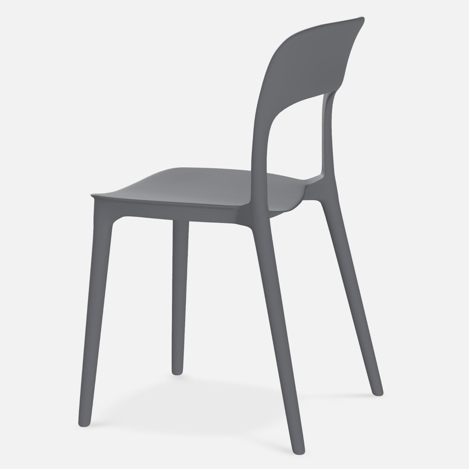 Marvin Sedia In Polipropilene Marte Ergonomica Arredo di Design Esterno e Interno da Giardino Impilabile Sedie Moderne Resistenti per Cucina Terrazzo Locali Commerciali (Grigio, 4)