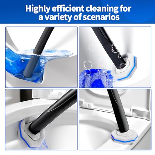 Image of Disposable Toilet Brush - Toilet Bowl Cleaner, Toilet Cleaning Supplies, Toilet Brush with Holder, Toilet Bowl Cleaner Wands,40 Refills for Toilet Cleaning and Hygienic Bathroom Maintenance