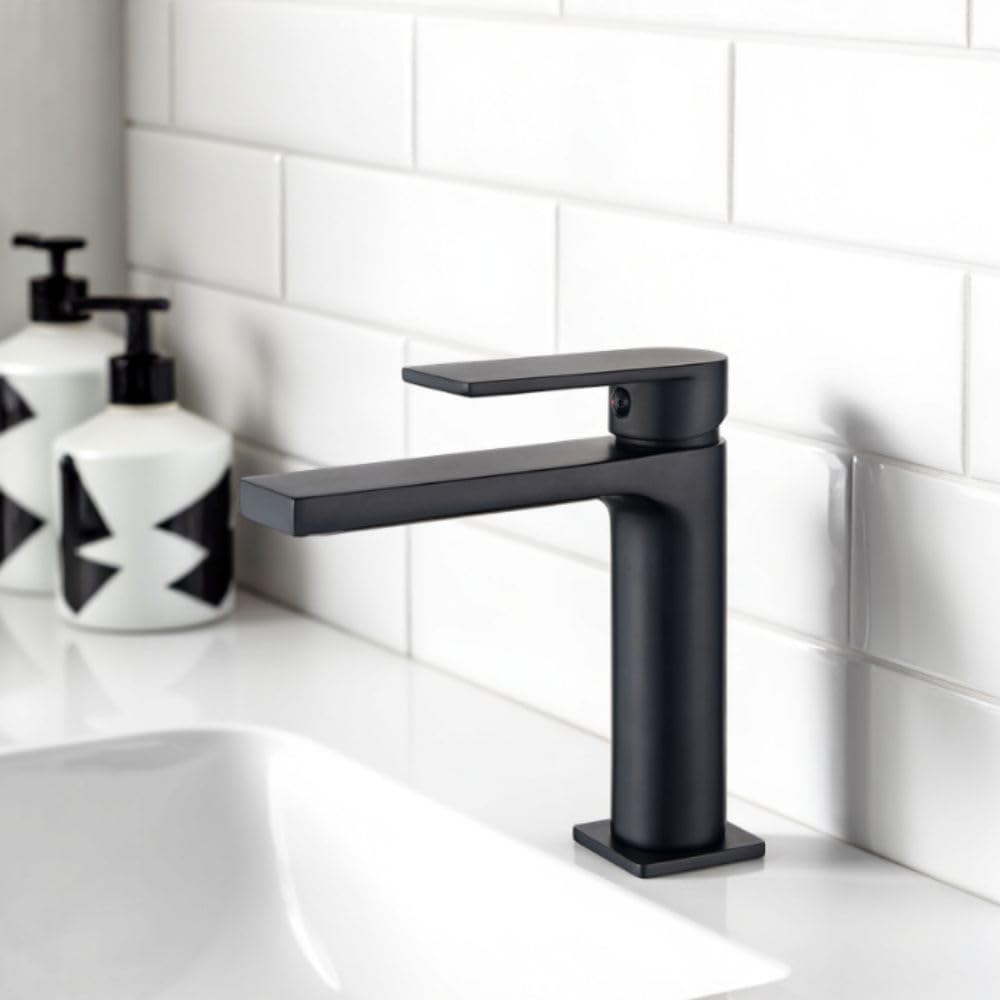Alpha Single Lever Basin Mixer Tap Easy Installation High Quality Finish Elegant Design Water Saving and Durable Black - Image 2