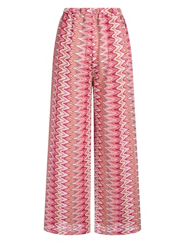 Image of ZAFUL Womens Beach Cover Up Pants Sexy Crochet Drawstring Elastic Boho Swimsuit Cover Up Long Pants Beach Wear