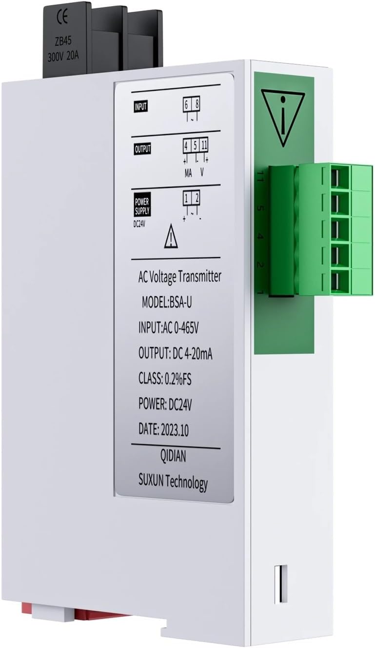 AC Votlage Transducer 0-100V 0-500V 0-1000V AC Voltage Transmitter 4-20mA 0-10V 0-5V RS485 DC24V Voltage Sensor Transmitter DC24V(Output 4-20mA,Input AC 0-700V)