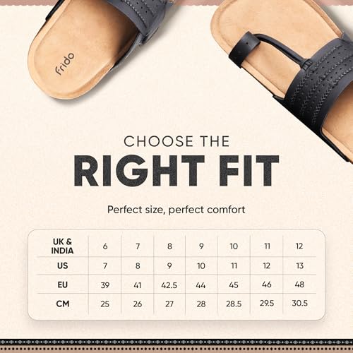 Image of Frido Puneri Chappal for Men | Available in 2 Options- Arch Support & Without Arch | Traditional Indian Leather Sandals with Memory Foam, Wide Toe Box & Zero Drop Design | Adjustable Ethnic Footwear