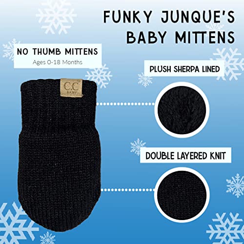 Funky Junque Newborn Baby Knit Beanie & Fleece Mittens Set - Warm Winter Essentials3