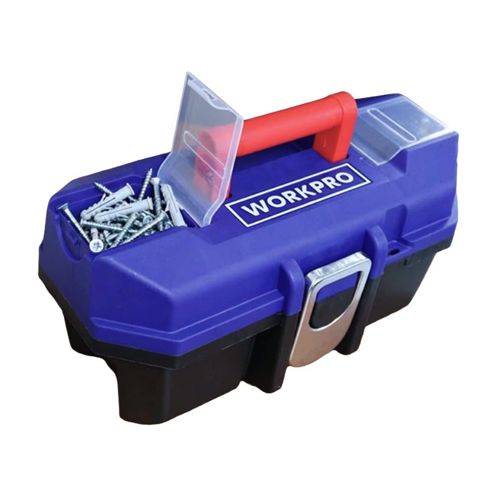 WORKPRO WP283021 13'' Metal Kilitli Plastik Takım Çantası, ABS Plastik, 33.2x17.4x16.4 cm, 15kg Taşıma Kapasiteli, 2 Şeffaf Bölmeli