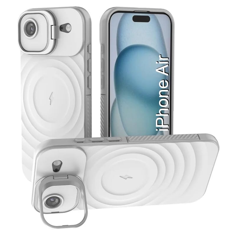 Image of LuxuryKase Shockproof Case for iPhone Air | Ripple Pattern | Camera Protection | Inner Velvet Fabric Lining | Protective Cover with Enhanced Grip & Wireless Charging Support - White