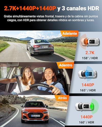 Dashcam de coche triple VANTRUE N4S para evitar reflejos y vigilar el interior 3