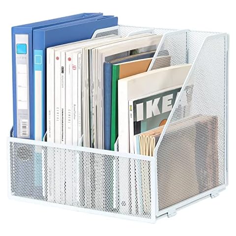 EasyPAG A4 Magazine File Holder with 4 Compartments Cover