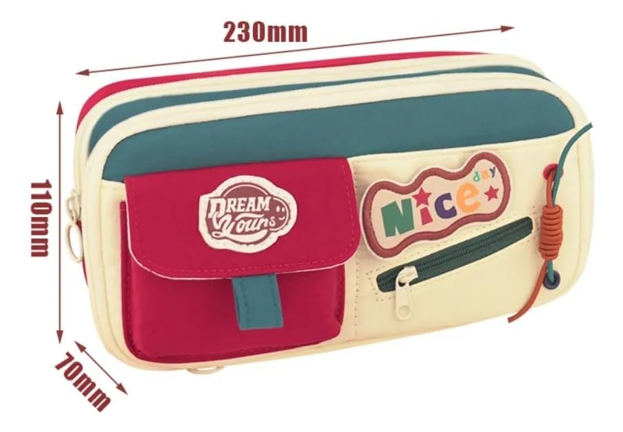 Image of Invite Large Capacity Cute Aesthetic Pencil Case with Multi Compartments, Multi-Pocket Pastel Pen Pouch Organizer with Zipper, Kawaii School Supplies Bag for Girls, Teens & Students (Green Pocket)
