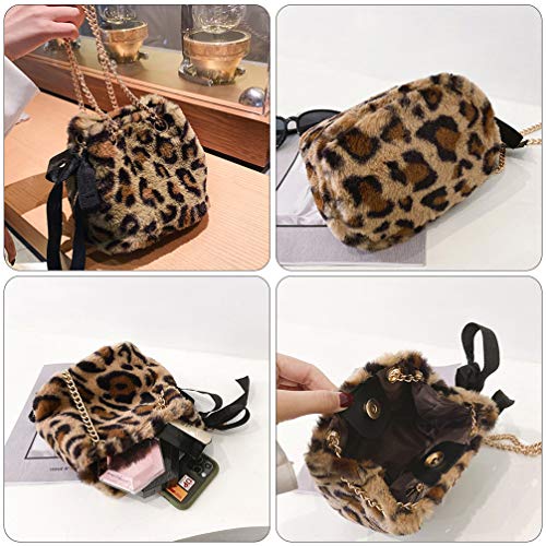 KESYOO Bolsa de Ombro de Pelúcia da Moda Bolsa de Corpo Cruzado para Mulheres Senhora (Cáqui)