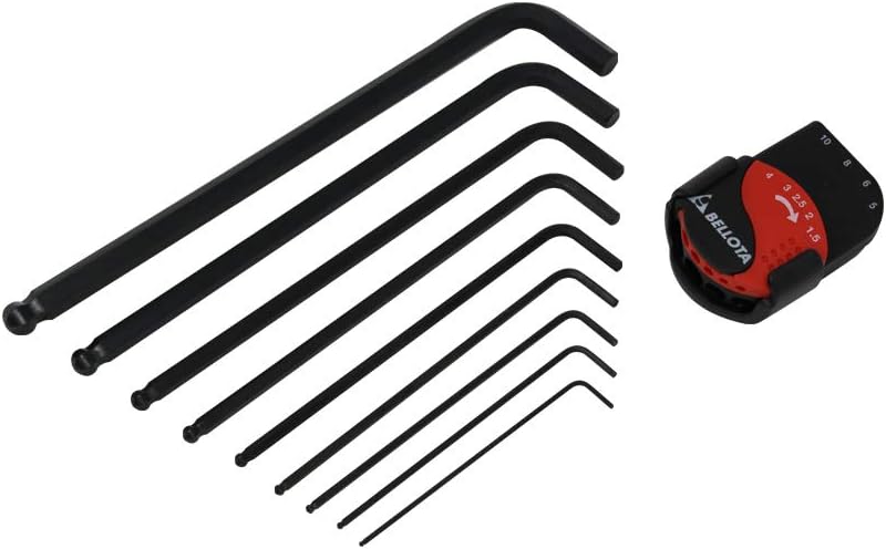 Bellota 6457-9 Hex Key Set of 9 with Blued Finish and Ball End - Clip Holder