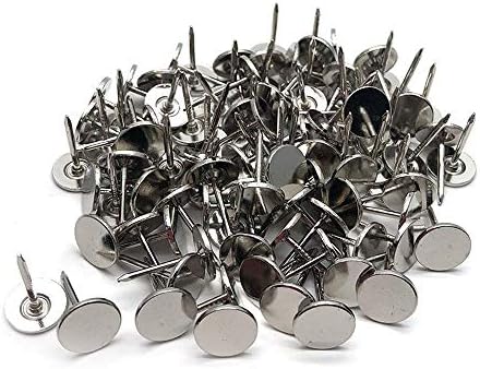 Sydien 100Pcs Flat Head Upholstery Tacks Home Furniture Decor Tacks Upholstery Nails Pushpin Thumb Tacks,Silver Tone (11mmx17mm)