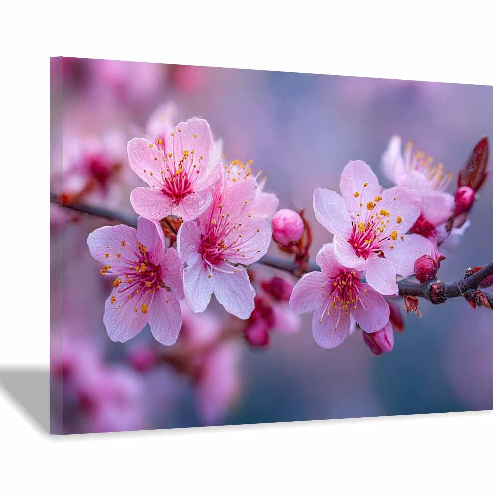 ZAMAEIU Landscape Pictures For Wall Clusters of plum branches art prints and posters, Suitable for Living Room Bedroom Decor apartment Wall Decoration(pink)-20x30cm Framed