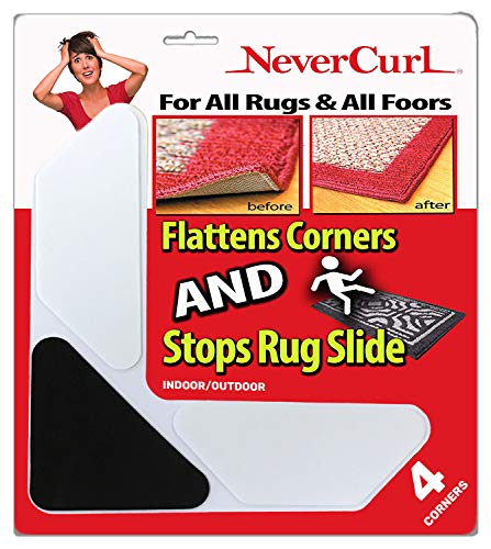 Grips The Rug with Nevercurl Includes 4"V" Shape Corners with EVA Foam Tip