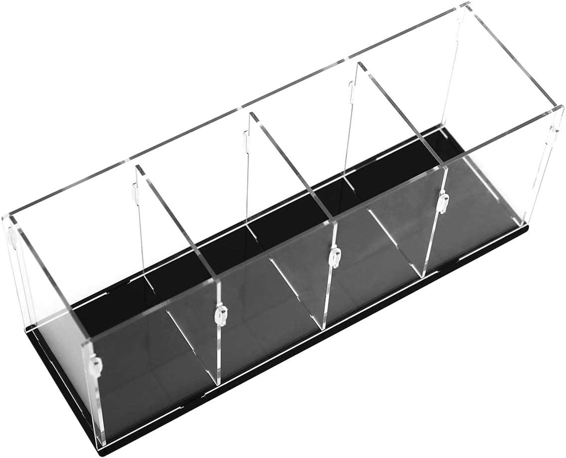 Ogeee Acrylic Pen Holder for Desk 4 Compartments Pen Cup Pencil Holder for Desk Office Pen Organizer for Stationery Cosmetic Brushes Countertop Accessory Storage Vanity Organizer Clear Simple Assemble