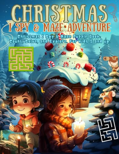 Christmas I Spy & Maze Adventure: Count, Solve, and Explore Puzzles! For boys and girls ages 5 to 9. Ideal gift to deliver fun during the Holiday ... 3 levels - easy, medium, hard with solutions. image 2