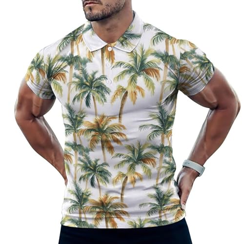 Polo de golf à motif plantes tropicales idéal pour le green en été