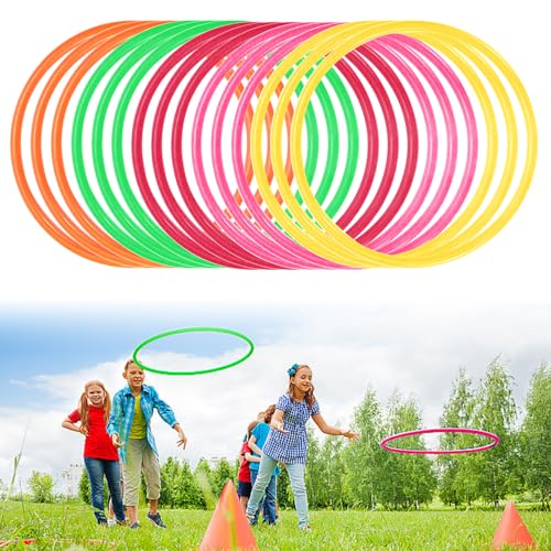 NAROSEBE 15 Stück Aktivitätsringe Ringwurfspiel Plastik Wurfringe Spiel Toss Ringe Mehrfarbig Koordinationsringe Fussball für Ringe Werfen Spiel, Kinder Target Übungsspiele (14,5 cm)