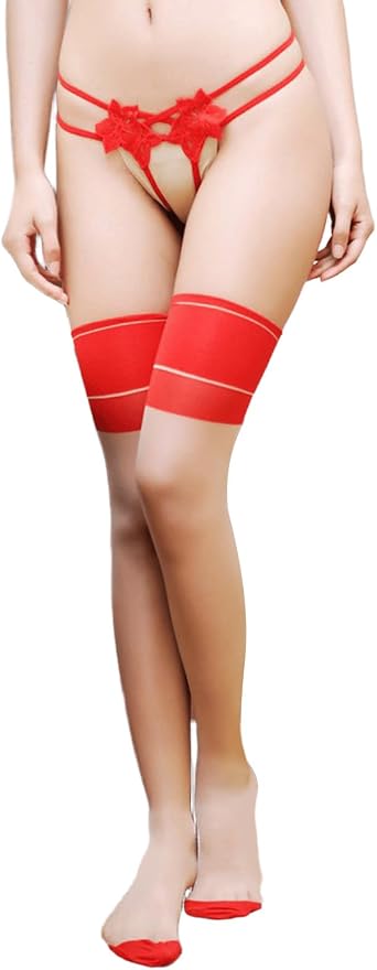 Sheer Thigh High Stockings Contrast Top Cuban Heel Backseam Stockings Seamed Over the Knee Socks Hosiery for Women