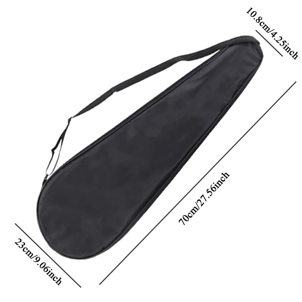 Borsa da badminton, impermeabile, portatile, da badminton, 70 cm x 22 cm x 2,5 cm, nero, 2 racchette, chiusura lampo, tracolla regolabile