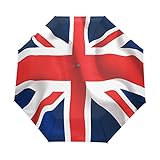 Automatic Folding Umbrella Union Jack UK British Flag Auto Open Compact Portable Travel Umbrella for Girls Boys Women