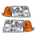 ADCARLIGHTS Ford Ranger Scheinwerfer mit klarer Linse, Chrom-Gehäuse, bernsteinfarbener Reflektor, Scheinwerfer-Ersatz, links und rechts, Paar ADCARLIGHTS Ford Ranger Scheinwerfer mit klarer Linse, Chrom-Gehäuse, bernsteinfarbener Reflektor, Scheinwerfer-Ersatz, links und rechts, Paar