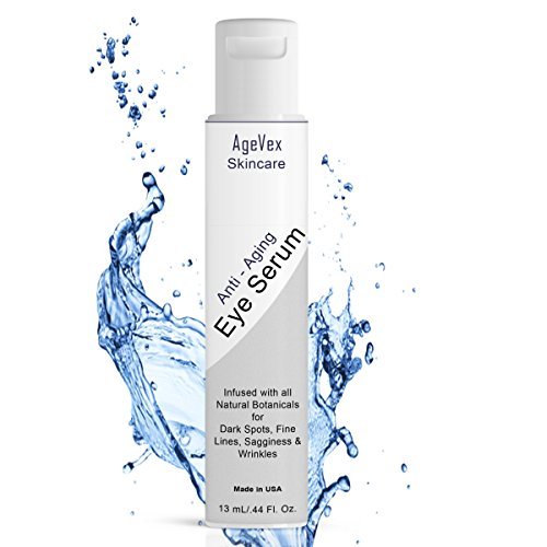 Organic Anti-Aging Eye Serum a Refined Eye Cream for Dark Circles Wrinkles Puffiness Fine Lines by AgeVex : Natural Ingredients w/Hyaluronic Acid & Peptides to Stimulate Collagen & Skin Cells