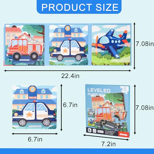 Image of ASTARON Magnetic Puzzles,48 Pieces Vehicle Toddlers Learning Travel Toys | Folding puzzle book, each book contains 3 scenes, 3 difficulty levels, advanced puzzle book, easy to store, educational toy