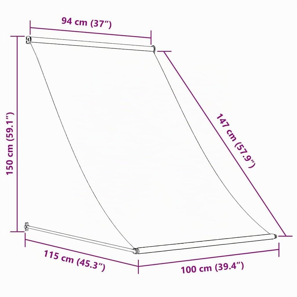 vidaXL Markise Einziehbar Creme 100x150 cm Stoff und Stahl