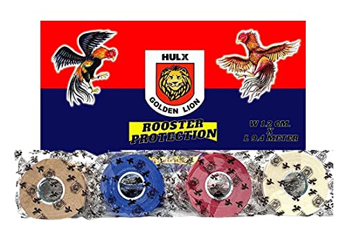 HULX 4 Pcs Chickens Supplies Cloth Tape Spurs & Leg Protect Rooster Booster Protection Chicken Mitt Safety Poultry Hen Botas para GALLOS Blue Red White Brown