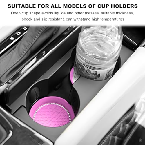 Juego 4 portavasos de silicona para auto, color rosa miniatura 6