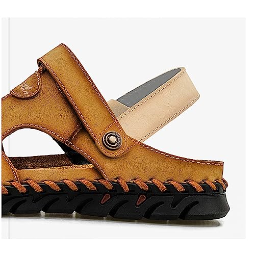 Khaki Casual Headband Hollowed Out Purpose Slippers For Men's Outdoor Breathable Beach Shoes3