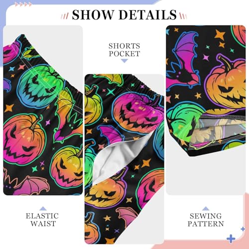 Galaxy Pumpkin Bat Boys Long Pants Soft Trousers Elastic Waist Kids Lounge Bottoms with Pockets S-XL4