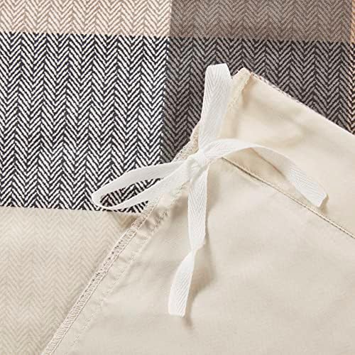 Madison Park Ridge Duvet Set - Cabin Lodge Plaid Herringbone Design, Button Accent, All Season Bedding Cover for Comforter, Matching Shams, Embroidered Decorative Pillow, Full/Queen Neutral 6 Piece - Thumbnail 5