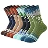 TOAMOUR Kids Merino Wool Hiking Socks, 4 Pairs Winter Warm Thermal Boot Crew Socks for Boys Girls 6-8 10 12 Years Old