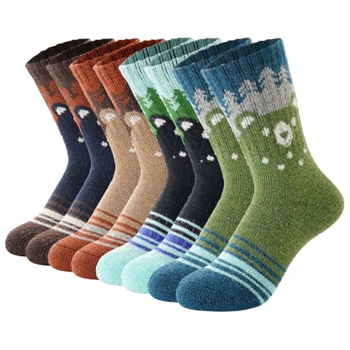 TOAMOUR - TOAMOUR Kids Merino Wool Hiking Socks, 4 Pairs Winter Warm Thermal Boot Crew Socks for Boys Girls 6-8 10 12 Years Old - -15%